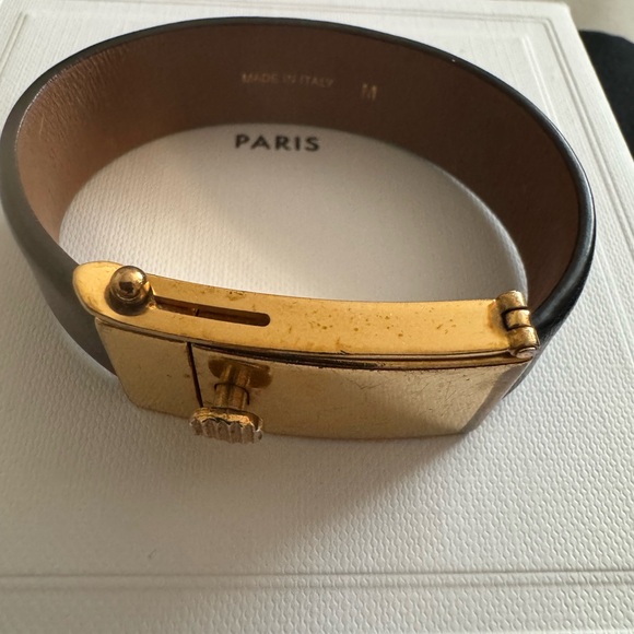 Celine Gold and Black Leather Bracelet - Picture 3 of 9